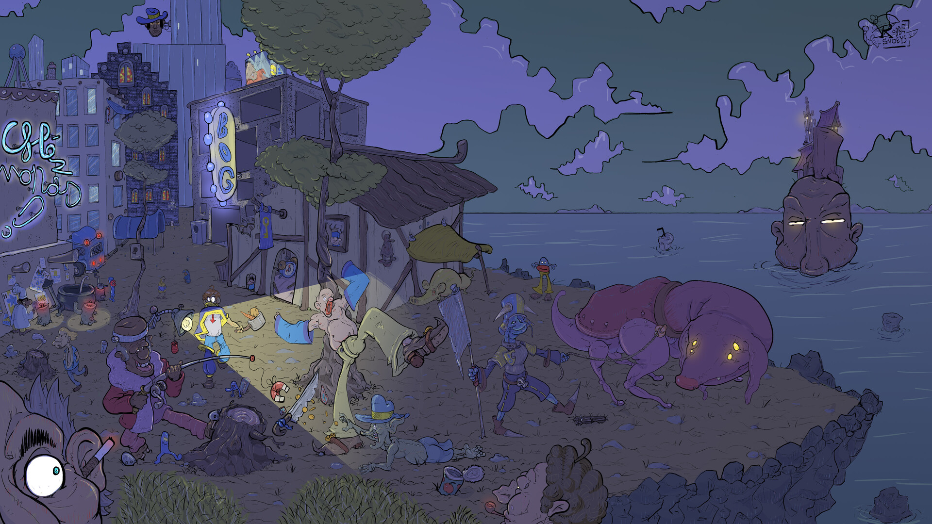 Allegorical scene depicting the discovery of the law of attraction.